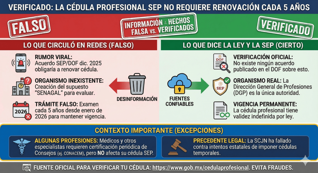 Cédula profesional: permanente.